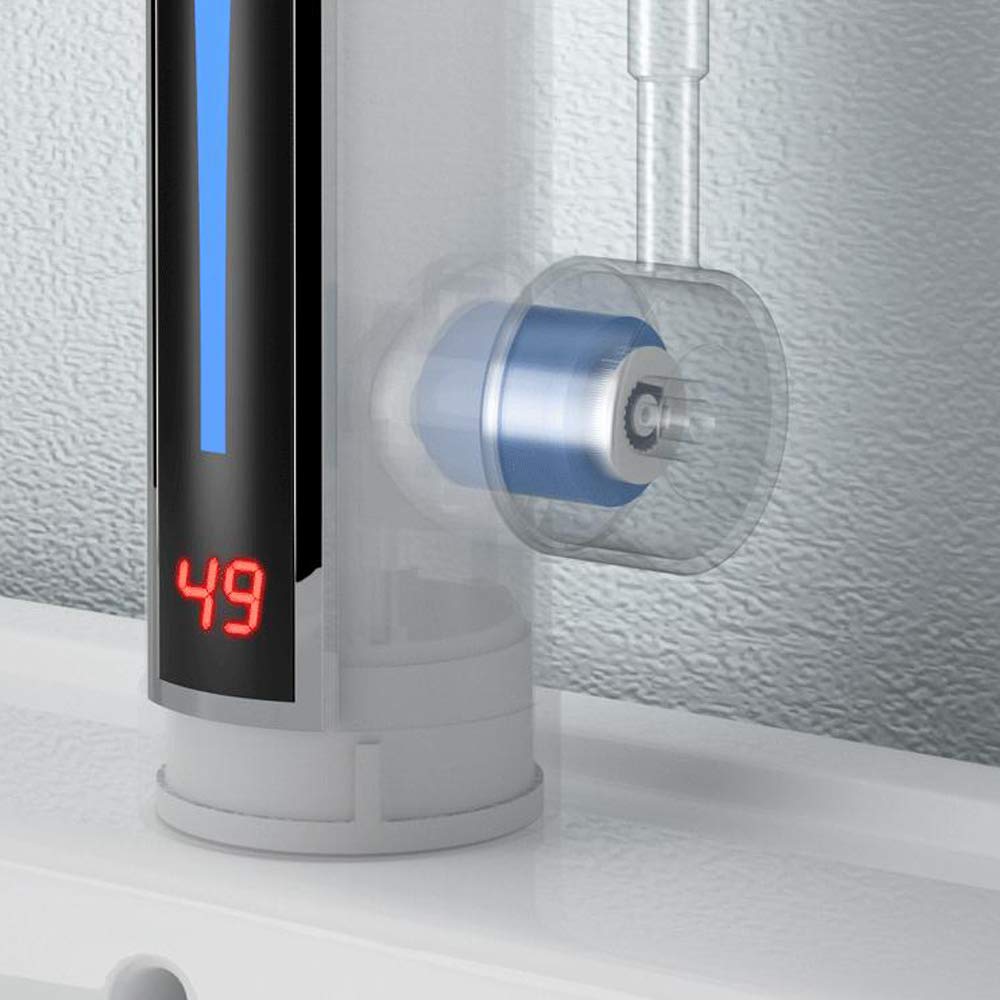 Instant Tankloze Elektrische Warmwaterkraan, 3000W Hoog Rendement Elektrische Kraan, Badkamer Keuken Kraan Water Kraan met LED Digitale Display, 3-5 Sec Snelle Opwarming (EU-stekker 220V