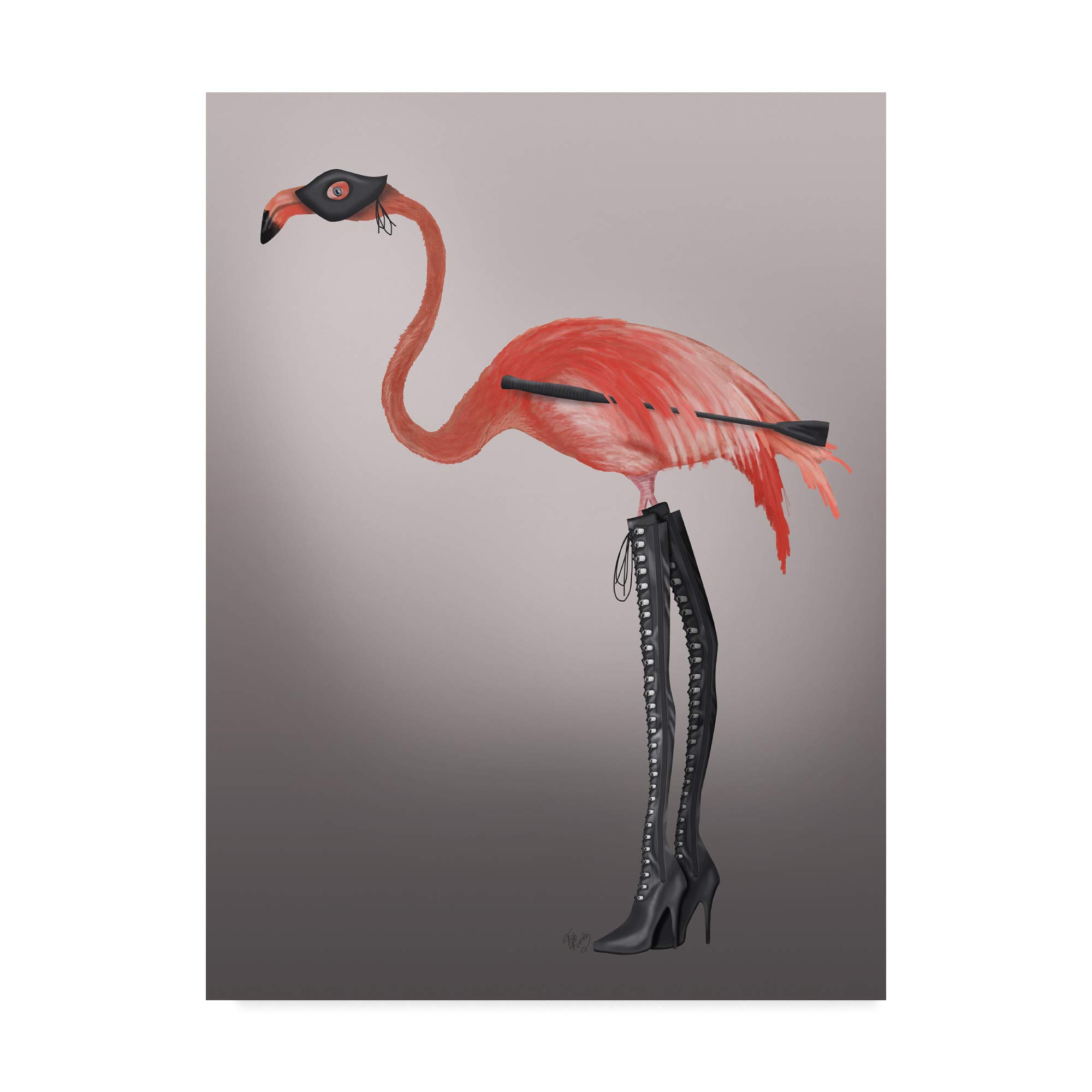 Trademark Fine Art Flamingo with Lace-Up Boots by Fab Funky, 18x24-Inch