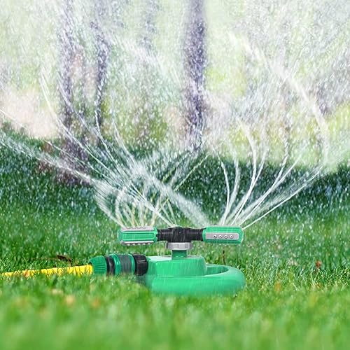 HINASTAR - Aspersor de césped, aspersor de agua de jardín automático, Sistema de riego de rotación de 360 grados, cobertura de área grande, riego
