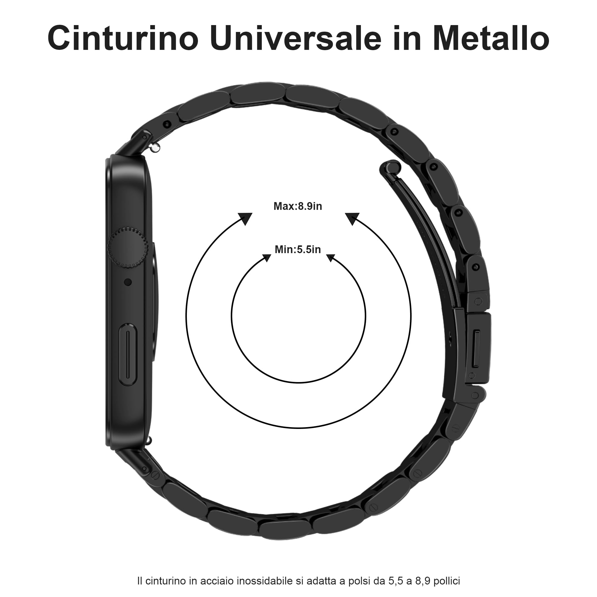 iHoxstrapie Cinturino Compatibili con Huawei Fit 3, Braccialetto di Ricambio in Acciaio Inossidabile Bracciale per Donna e Uomo Smartwatch Cinturini