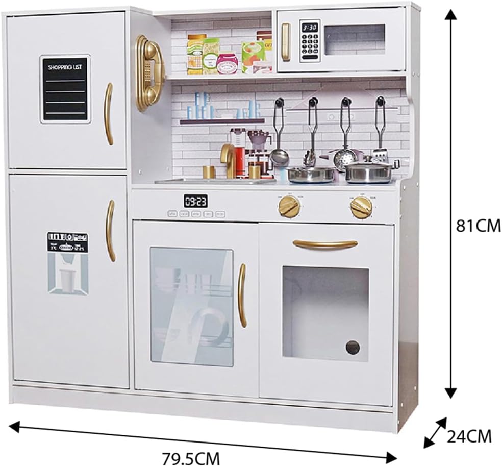 Kids Children Pretend Toy for Babies, Kitchen Playset & Play Kitchen Toy Set with Light, Sink with Faucet, Oven, Microwave, Kitchenware Set Accessories for Ages 3-8 Girls Boys