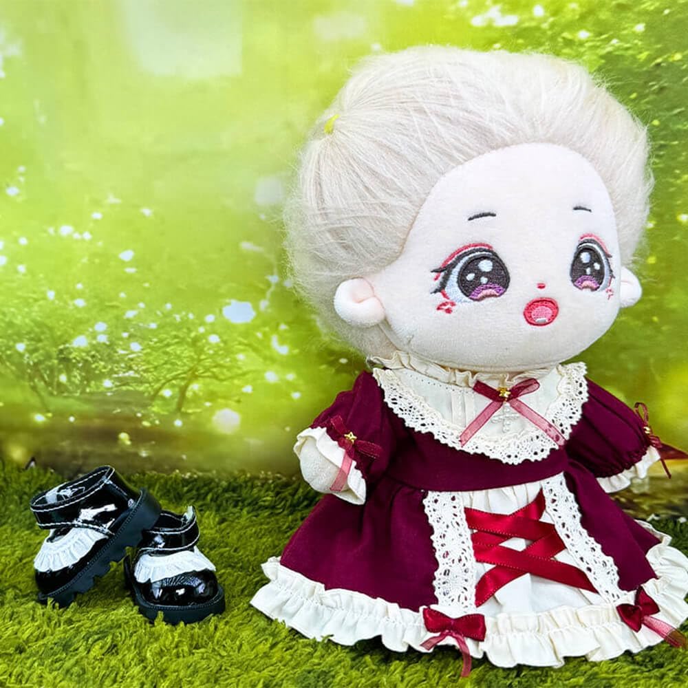 niannyyhouse 20cm Plush Doll Lace Leather Shoes Length 5.5cm 8in Doll Accessories Dress Up (a1)