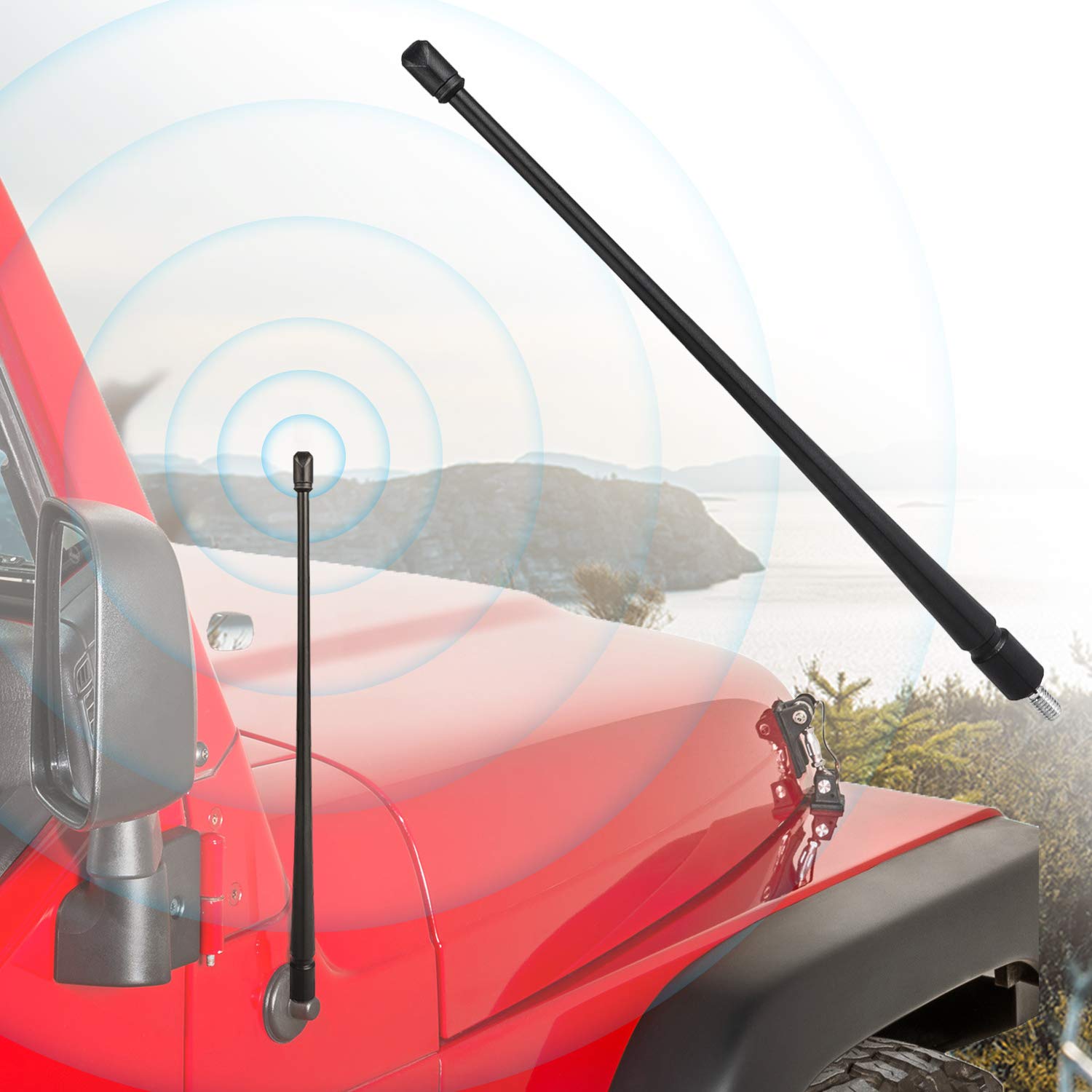 Keenso 13 Zoll Auto Antenne Für Jeep Wrangler JK JKU JL 2008-2017 - Schwarz
