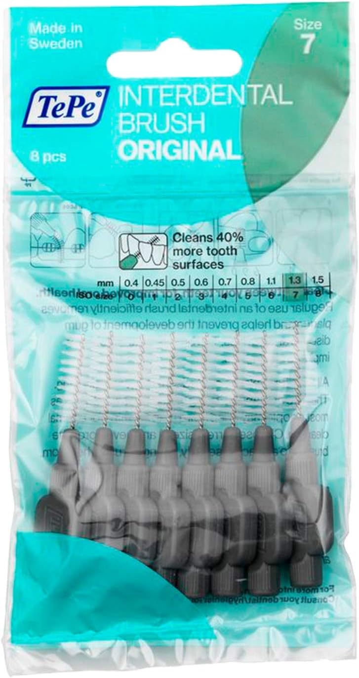 TePeInterdental Brush 1.3mm Gray 1 Pack, 8 Pieces