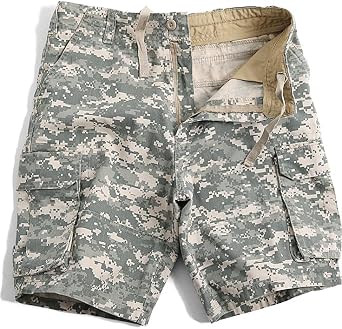 Army Paratrooper Cargo Shorts - Tactical Military Style & Colors Fatigue Short, Vintage Washed Material, Zipper Fly