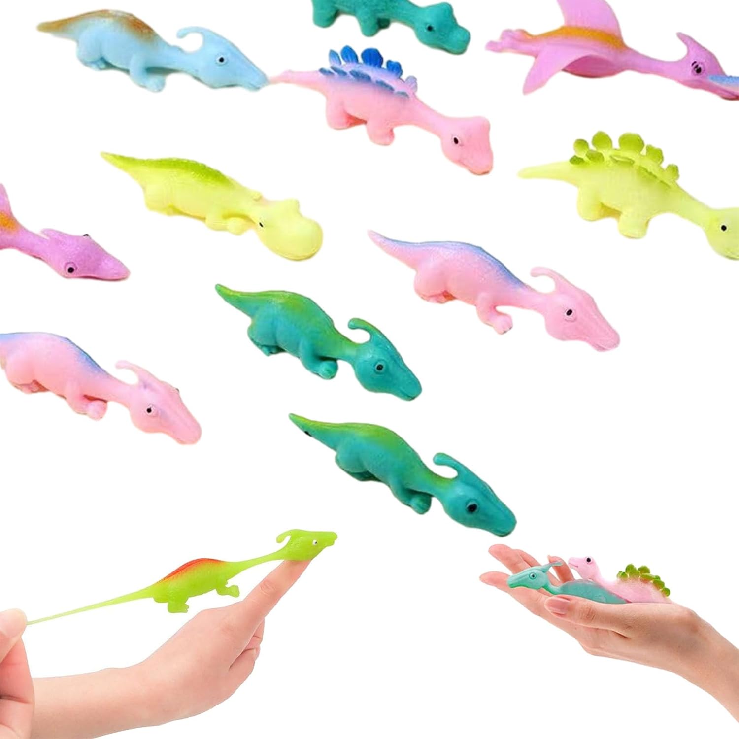 Slingshot Dinosaur Finger Toys,Rubber Dinosaur Slingshot Tiny Toys
