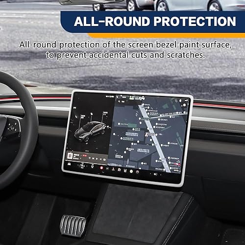 Miniatura 3 de Marco Protector de Pantalla Compatible con Model 3 Model Y 2019-2024, Marco Protector de Borde de Pantalla de Silicona, Accesorios de Interior de