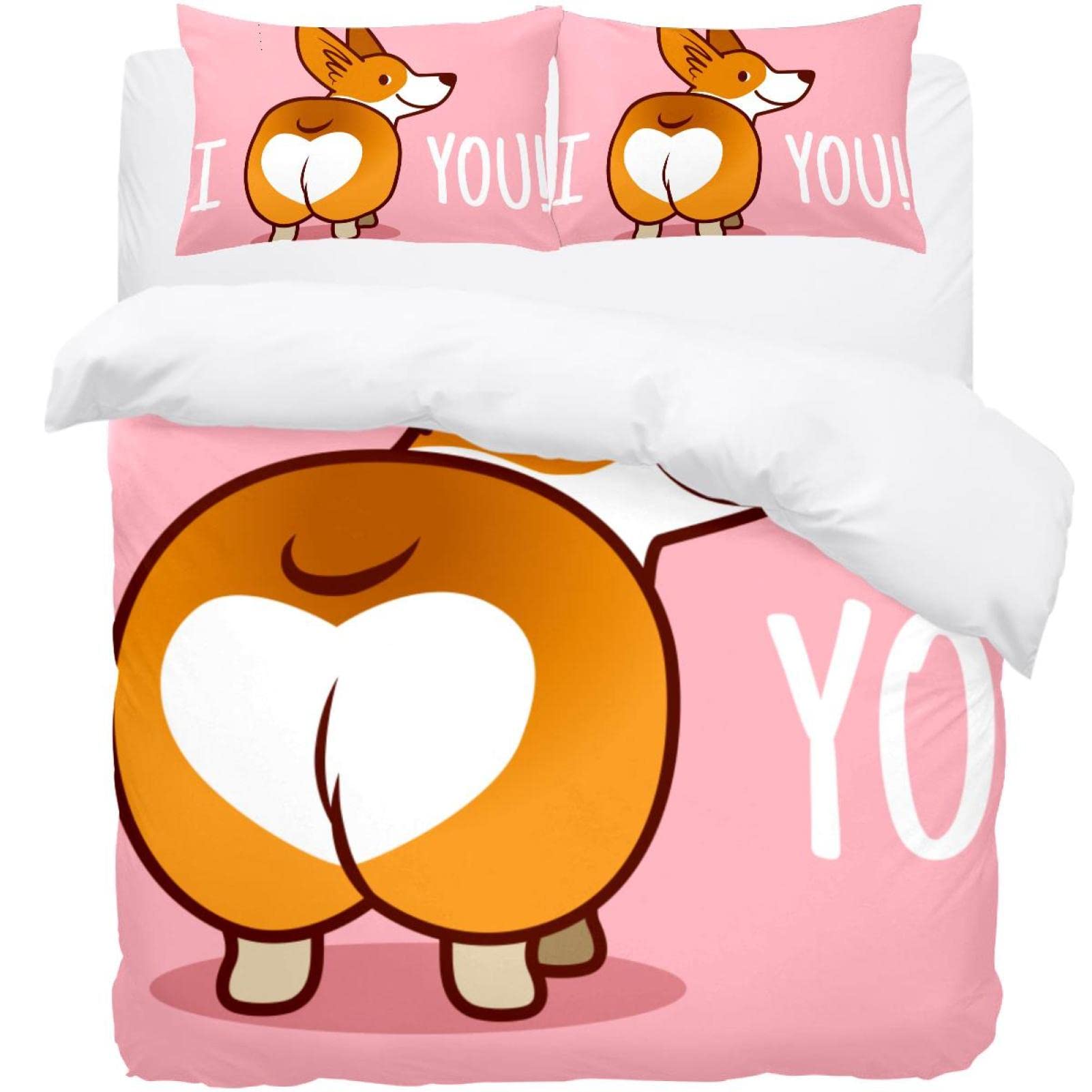 Housse de couette Corgi Love parure de lit moelleuse pour des nuits douces