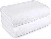 Amazon Basics Quick-Dry Oversize Bath Sheets - 2-Pack 100% Cotton, 62x30 Inch White Towels, Soft & Absorbent