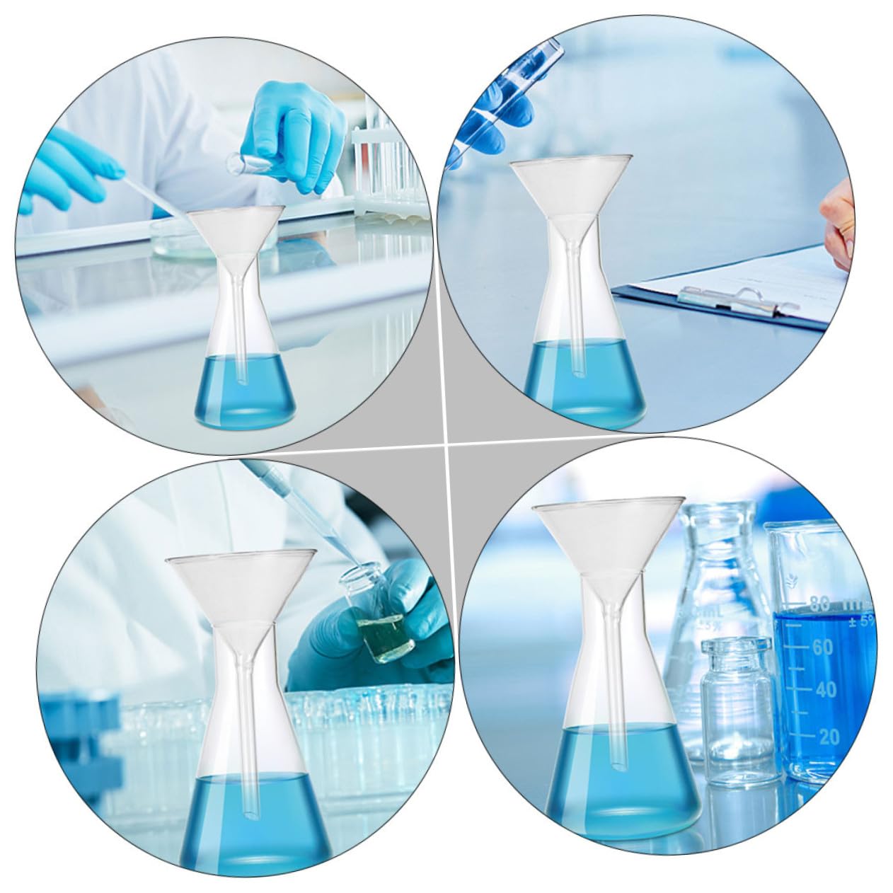 Ipetboom 3 Pezzi Imbuto in Vetro da Laboratorio Bocca da Imbuti Scientifici per Filtraggio e Versamento Preciso Liquidi Trasparente e Resistente