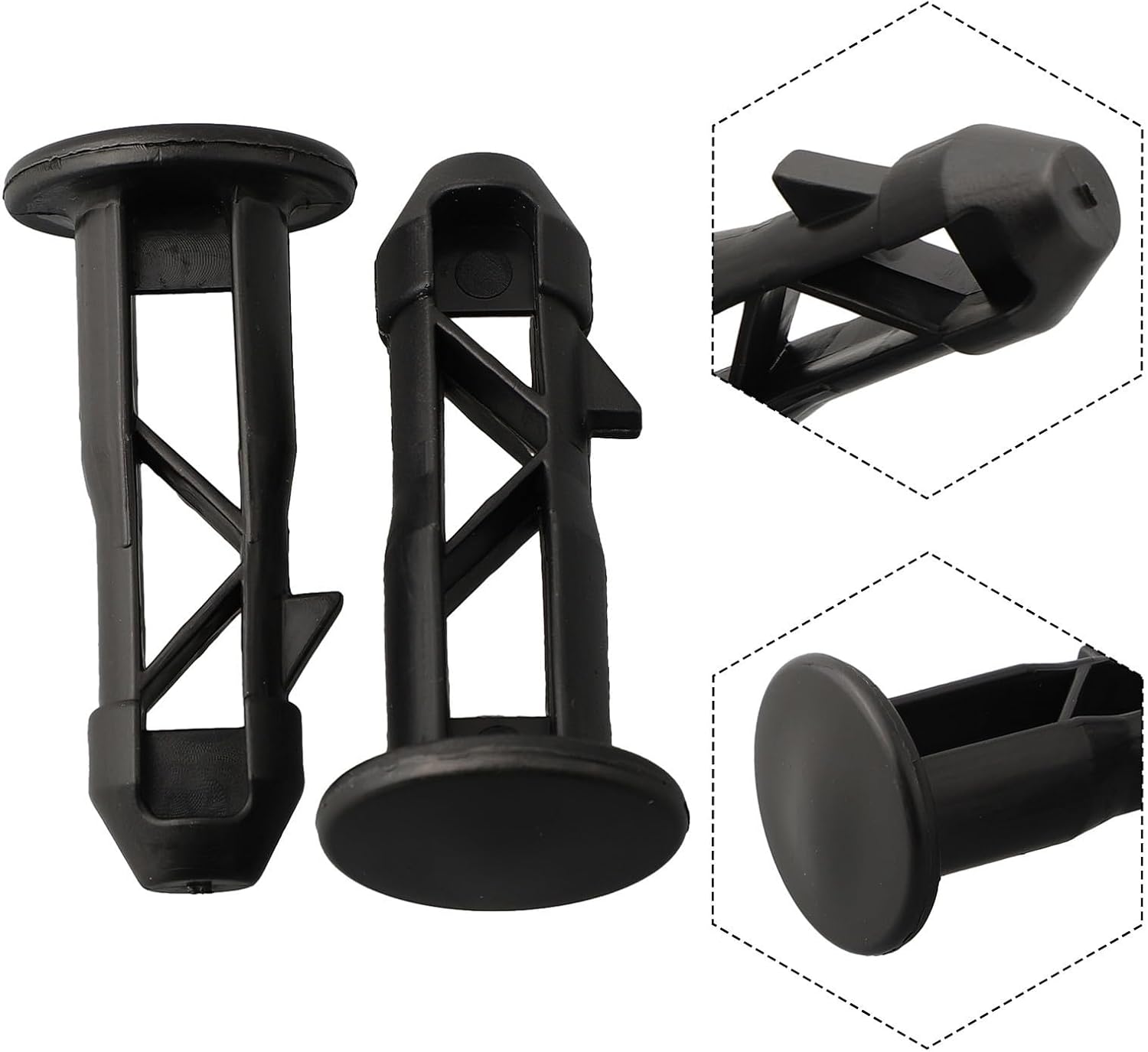 Bin Lid Hinge Pin – 67mm x 31mm Round Head Black Plastic Replacement Pivot Pin for 240L Household & Commercial Wheeled Trash Cans(3 pairs)