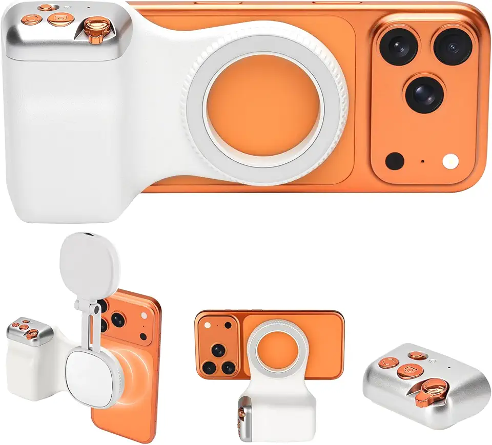 Alça magnética para câmera de celular, suporte de fotografia para smartphone, alça de selfie, alça magnética divertida para iPhone e Android com botão de obturador sem fio, kit criador para TikTok