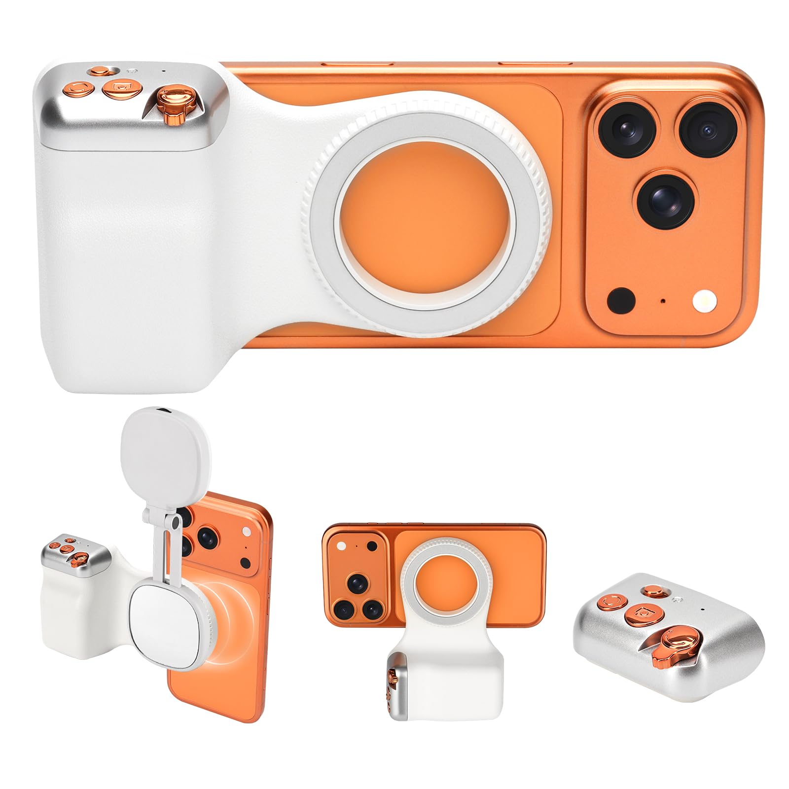 magnetic phone camera grip,smartphone shooting holder, selfie handle fun shot magnetic grip for iphone & android with wireless shutter button, creator kit for tiktok/selfies/photography/video