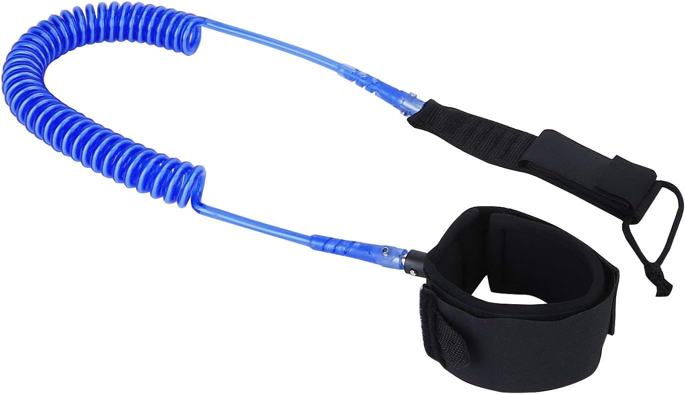 NONMON Surf SUP Leash 8ft 10ft 11ft 7mm 8mm TPU Leg Rope, Coiled Cord Double Swivel Triple Rail Saver, Padded Ankle Strap Cuff for Surfboard Longboard Flat & Open Water Stand UP Paddle Body Board