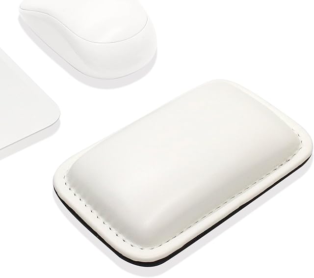 ProElife Office/Home PU Leather Mouse Wrist Rest Support Pad Mat Interior Soft Memory Foam for Apple Magic Mouse Microsoft Surface Mouse and most of Wireless Wired Mouse (130mm x 85mm, White)