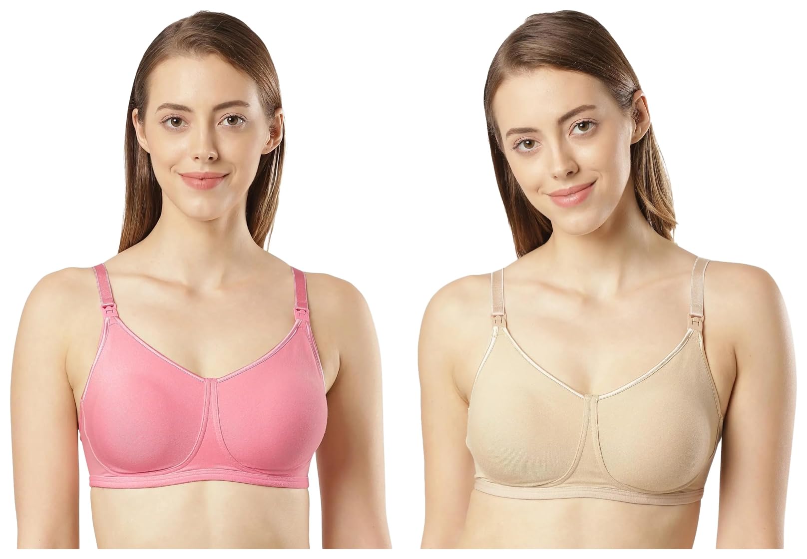 jockey ES08 Women's Wirefree Non Padded Super Combed Cotton Elastane Stretch Full Coverage Nursing Bra with Front Opening and Adjustable Straps Pack of 2-picture-31