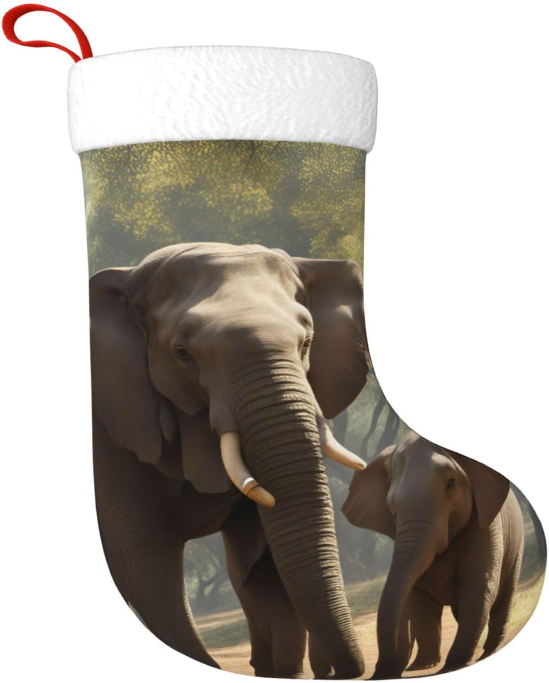 Elephant Print Christmas Stockings Soft Personalized Xmas Stockings, For Gifts,Candy,Holiday Decorations, Black, One size