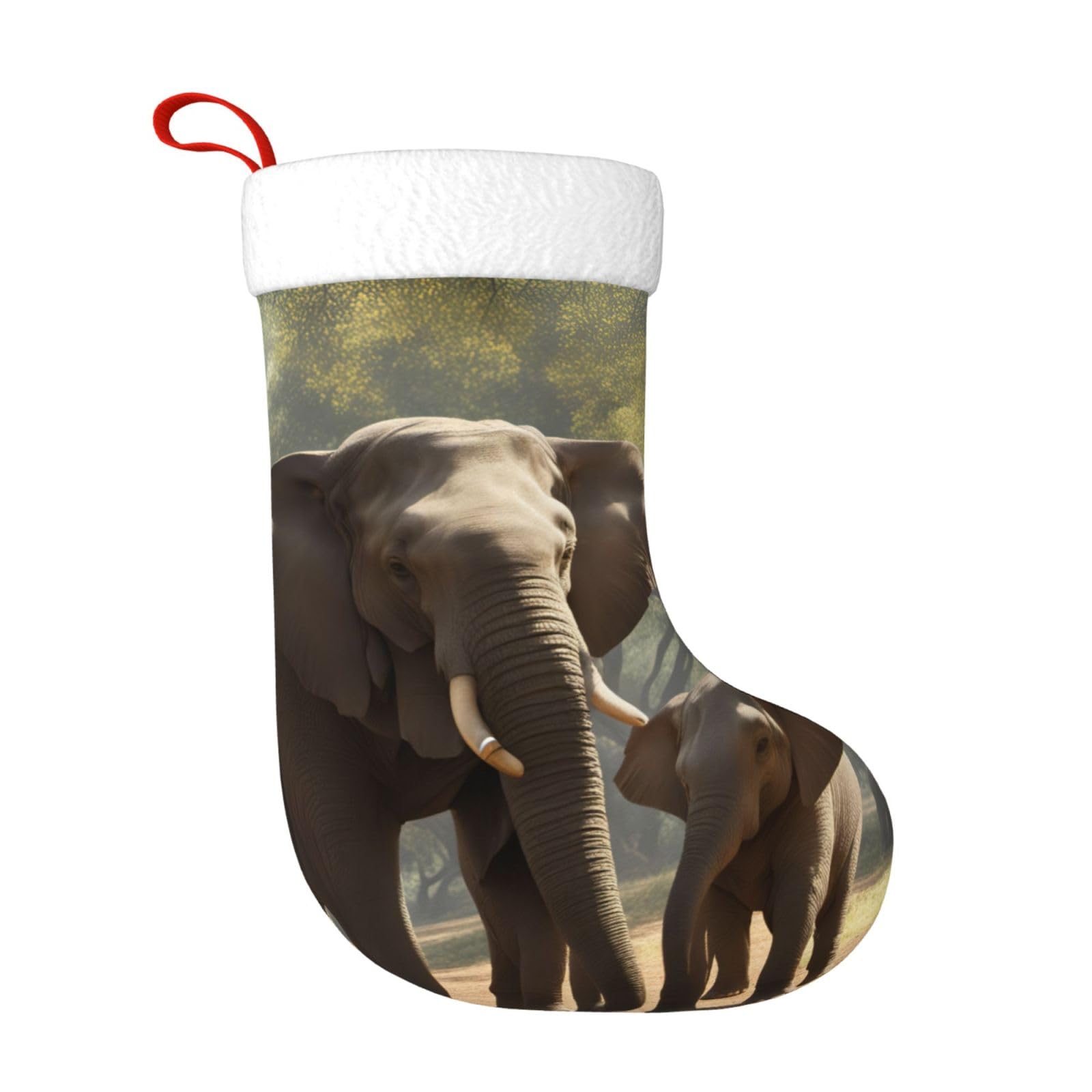 Elephant Print Christmas Stockings Soft Personalized Xmas Stockings, For Gifts,Candy,Holiday Decorations, Black, One size
