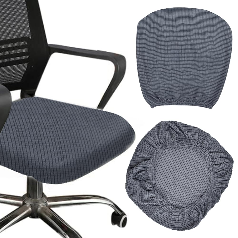 HAOMEEDUO 2 Pcs Funda Elástica para Silla De Oficina 38-50cm Fundas Protectoras Gris Cubre Asientos Ajustables para la Silla de Ordenador Silla de Gama
