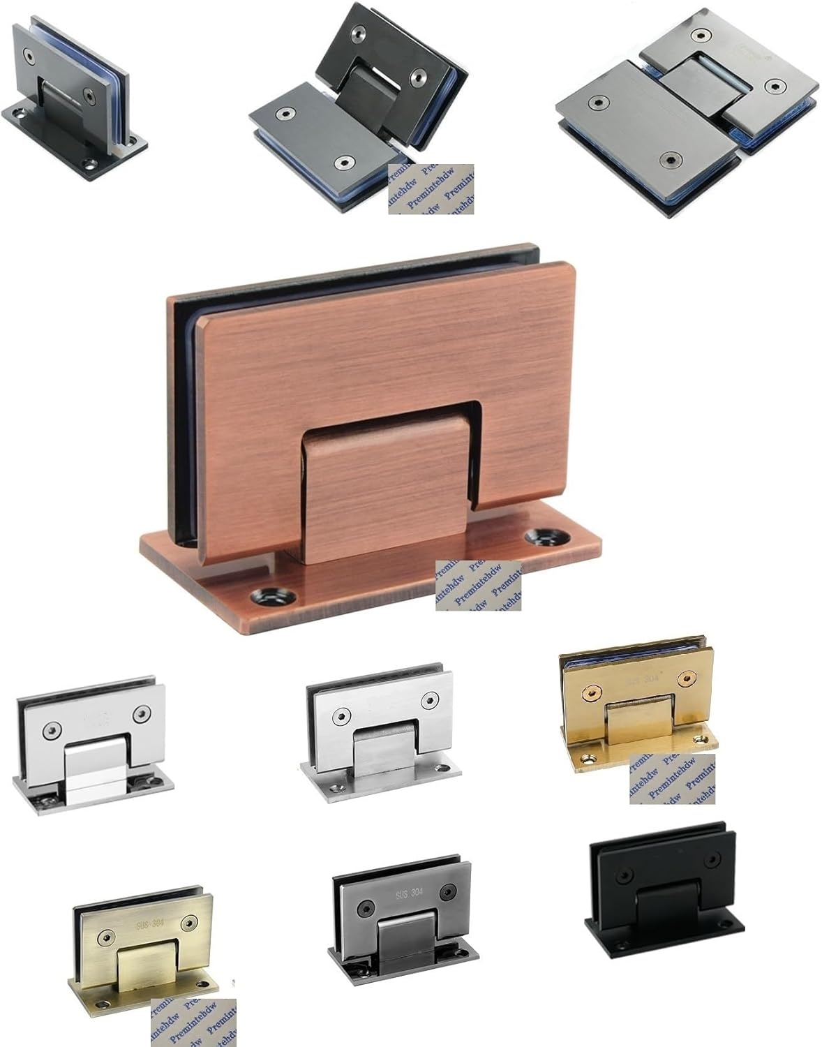 SBTRKT 2Pcs 304 Stainless Steel Shower Enclosure Cubicle Glass Door Hinge 90 135 180 Degrees Gold Matte Black Mirror Brush Red Bronze (Color : Red Copper, Size : 90 Degress)