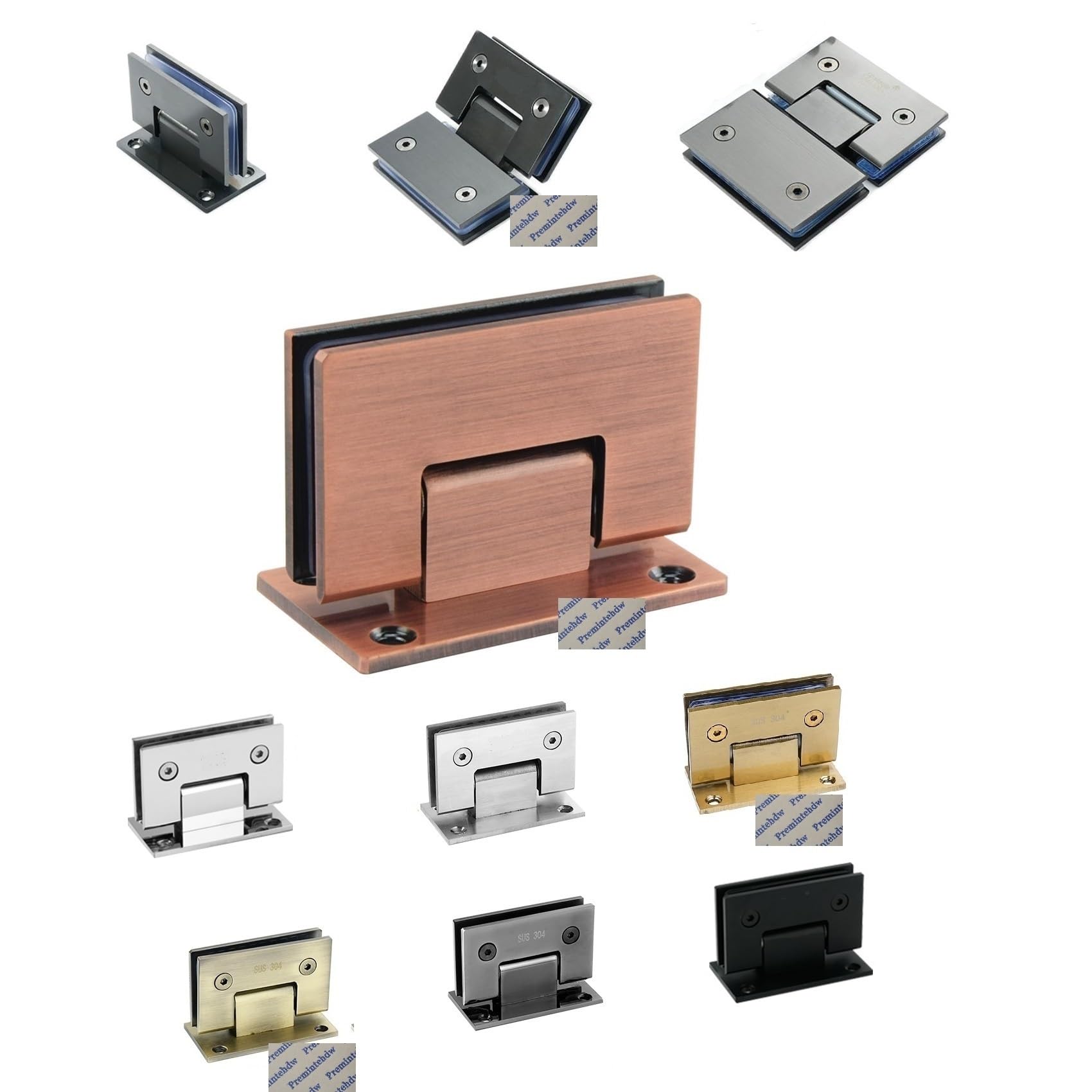 AUNANGLJSCS 2Pcs 304 Stainless Steel Shower Enclosure Cubicle Glass Door Hinge 90 135 180 Degrees Gold Matte Black Mirror Brush Red Bronze(Bronze,135 Degrees)