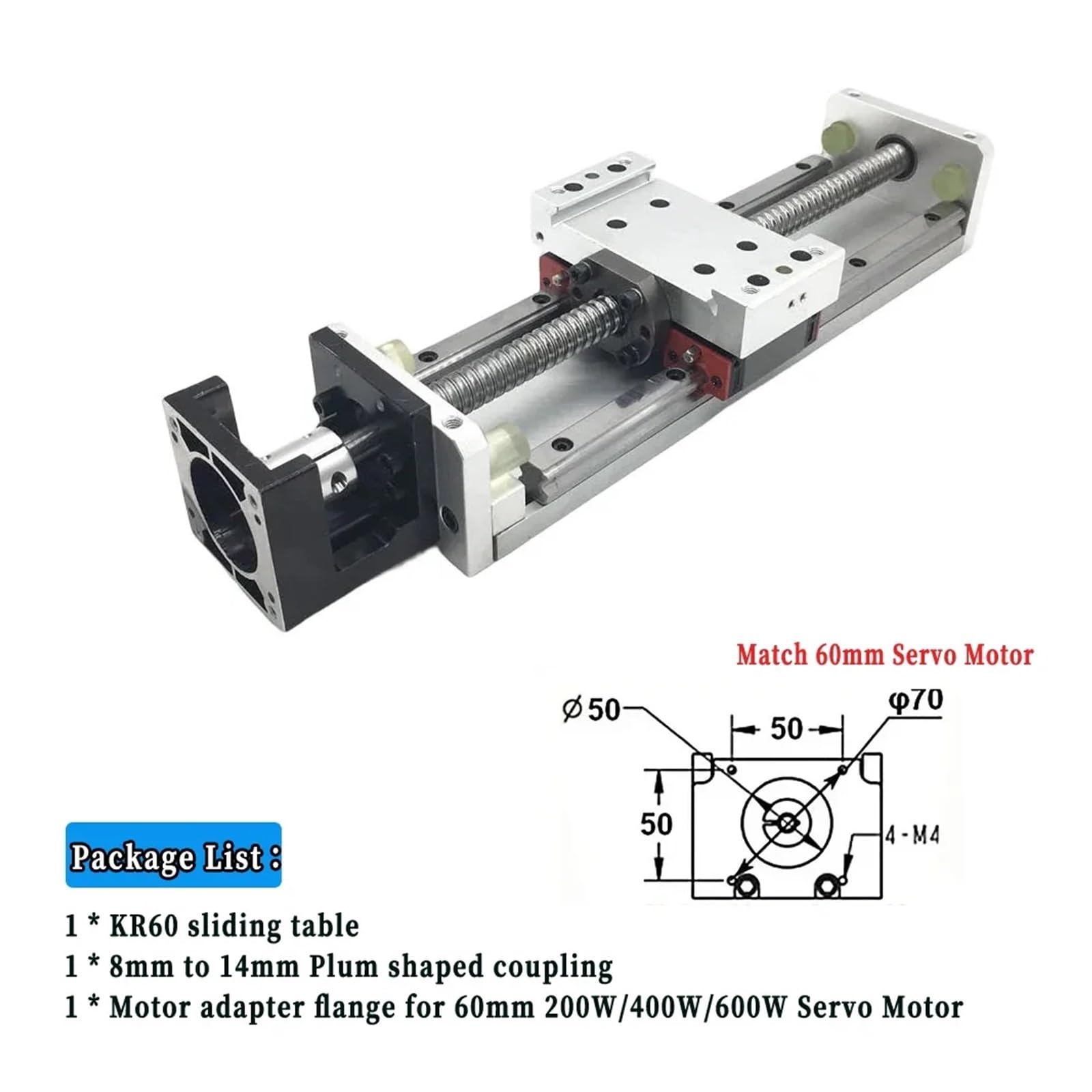 Guida lineare, Guida Lineare Con Corsa 100~1000 Mm SFU1605/1610 Modulo Di Scorrimento Vite A Ricircolo Sfere For Motore 57/86 Servo 60/80 O Volantino Asse XYZ(60 Serv Motor bracke,1000 SFU1605)