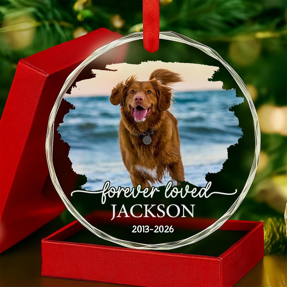 Personalized Pet Memorial Crystal Ornament - Pet Loss Gifts, Dog Memorial, Custom Pet's Photo, Dogs Sympathy Gift, Pets Condolence Gift, Pet in Memory Keepsakes, Remembrance Gifts for Cat Dog Lover