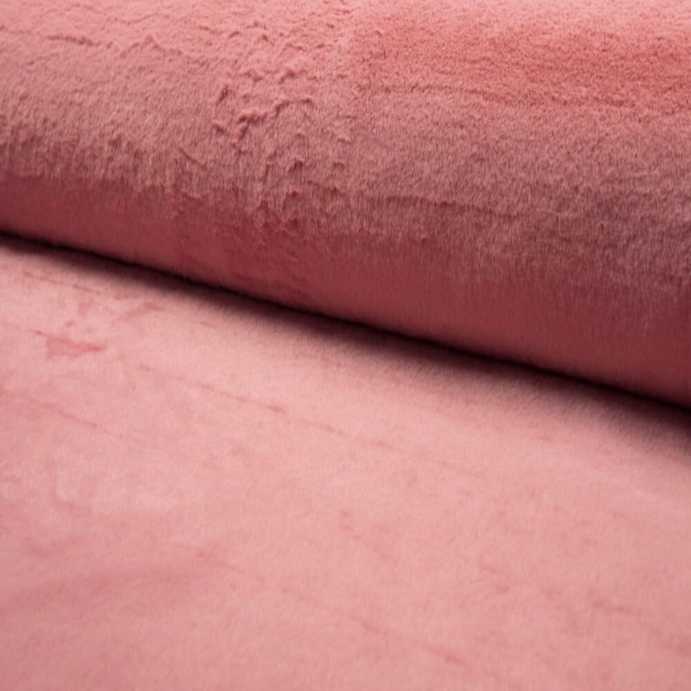 Fabrics-City rose tissu en fausse fourrure de lapin premium, peluche douce, imitation molle, idéal pour vêtements, décoration ou accessoires, par mètre, 4581