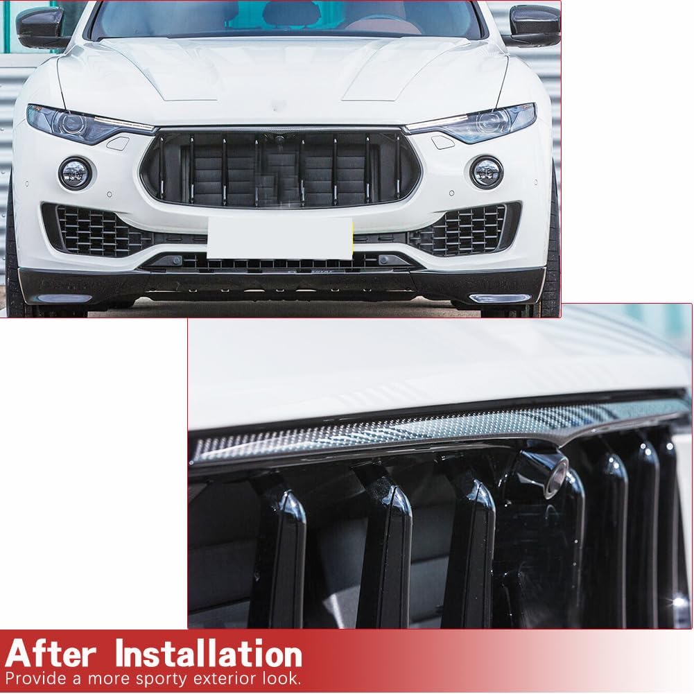 Levante Carbon Fiber Front Bumper Middle Grill Trim Strips fits for Maserati Levante Base and S Sport Utility 4-Door 2016-2018 Front Lower Grille Mesh Frame Cover Outlet Trim