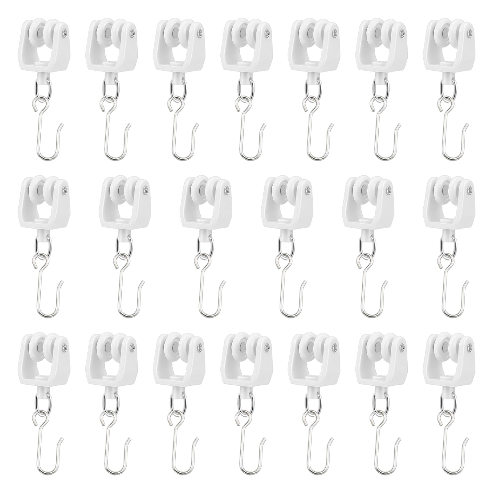 20Pack Curtain Track Gliders Sliding Curtain Track Hook Drapery Rails Rollers Window Ceiling Shower Curtains Pulley Sliding Hook