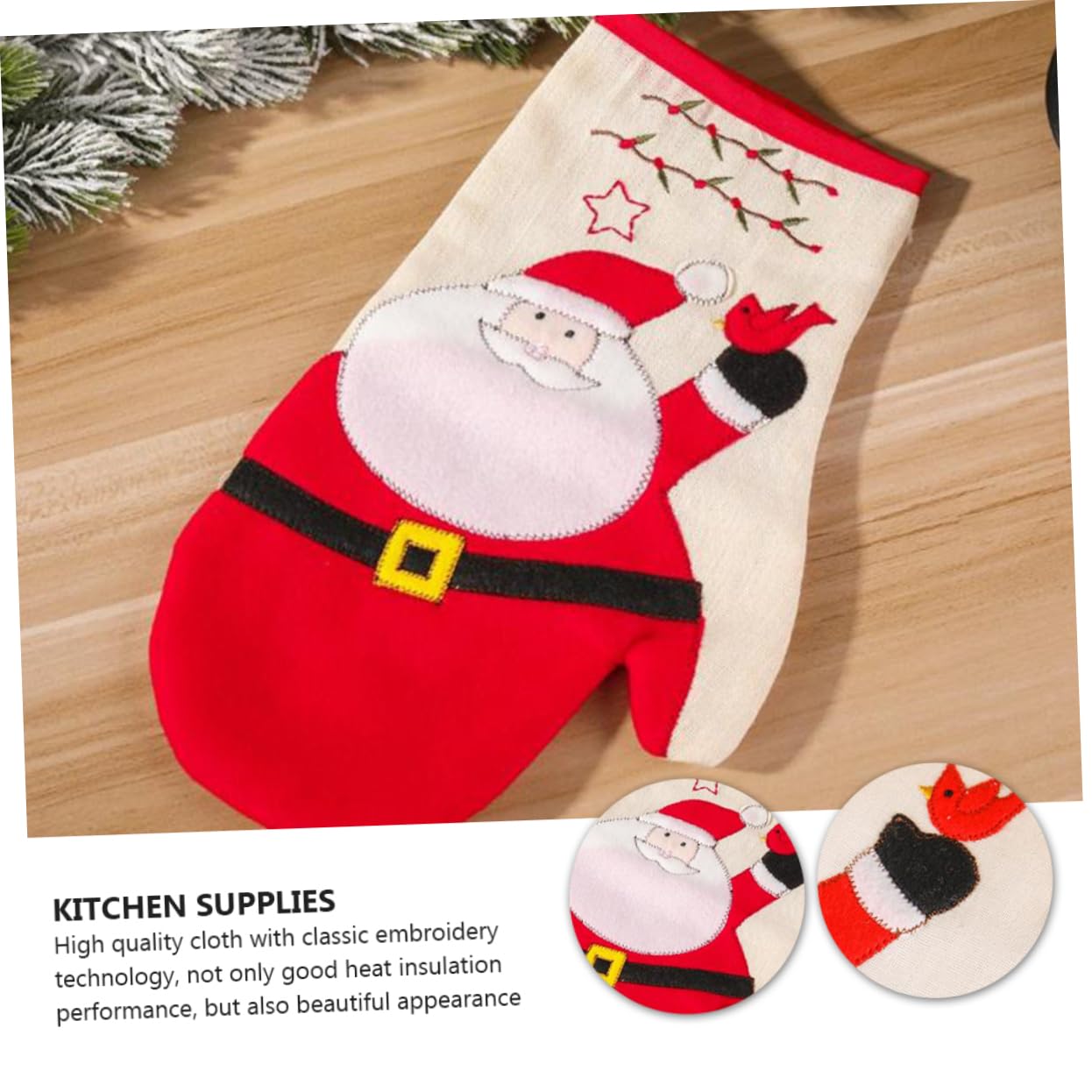 Ciieeo 6 Piezas Guantes aislantes cand Traje de papá Noel Traje de Santa Claus manteles Individuales Guantes de Cocina Almohadilla Accesorios de Cocina