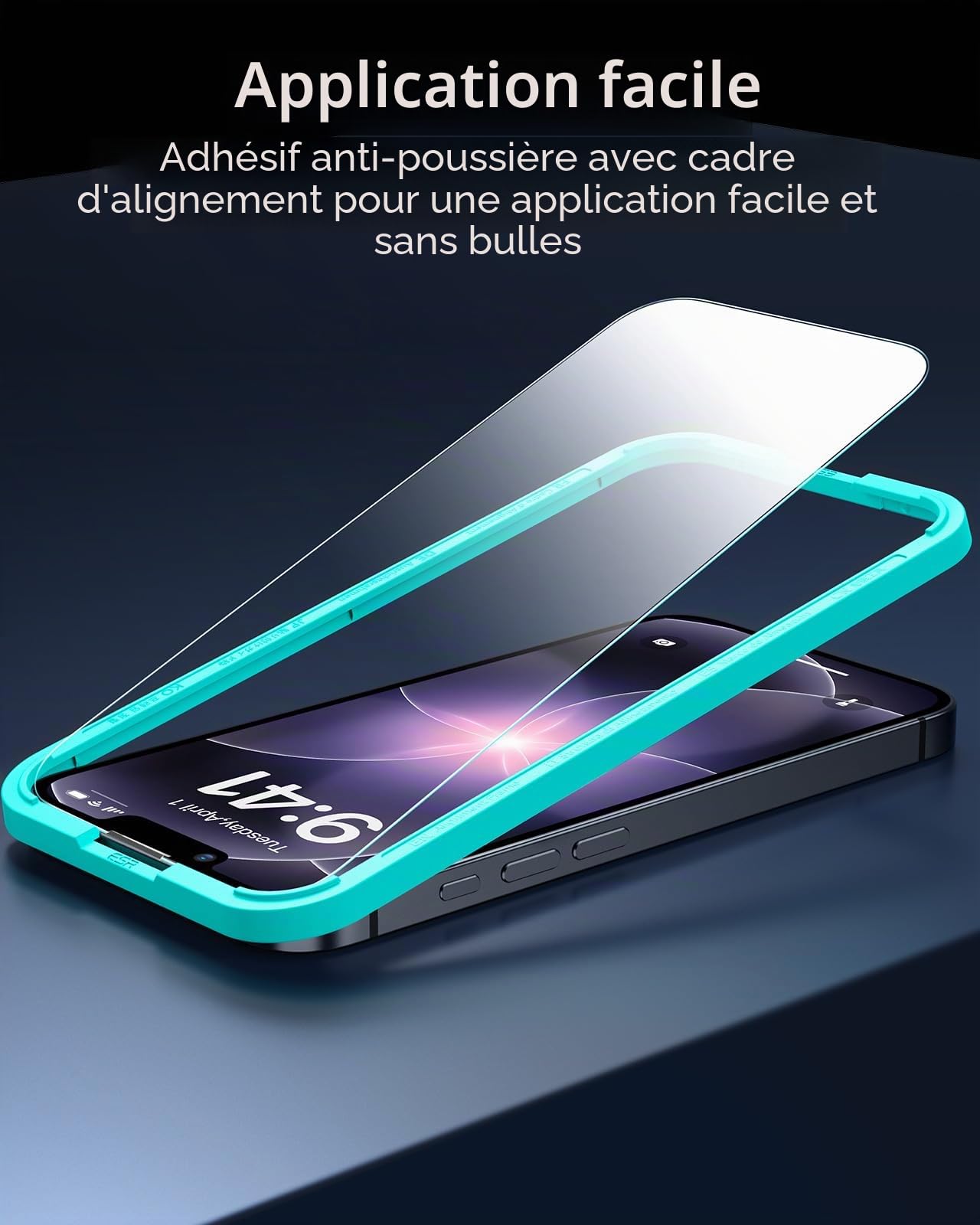 ESR 3 Pièces Verre Trempé pour iPhone 17e/iPhone 16e/iPhone 14/iPhone 13/iPhone 13 Pro, Cadre D'installation Facile, Ultra Résistant, Film Protection écran, Anti-rayures, Protection Militaire