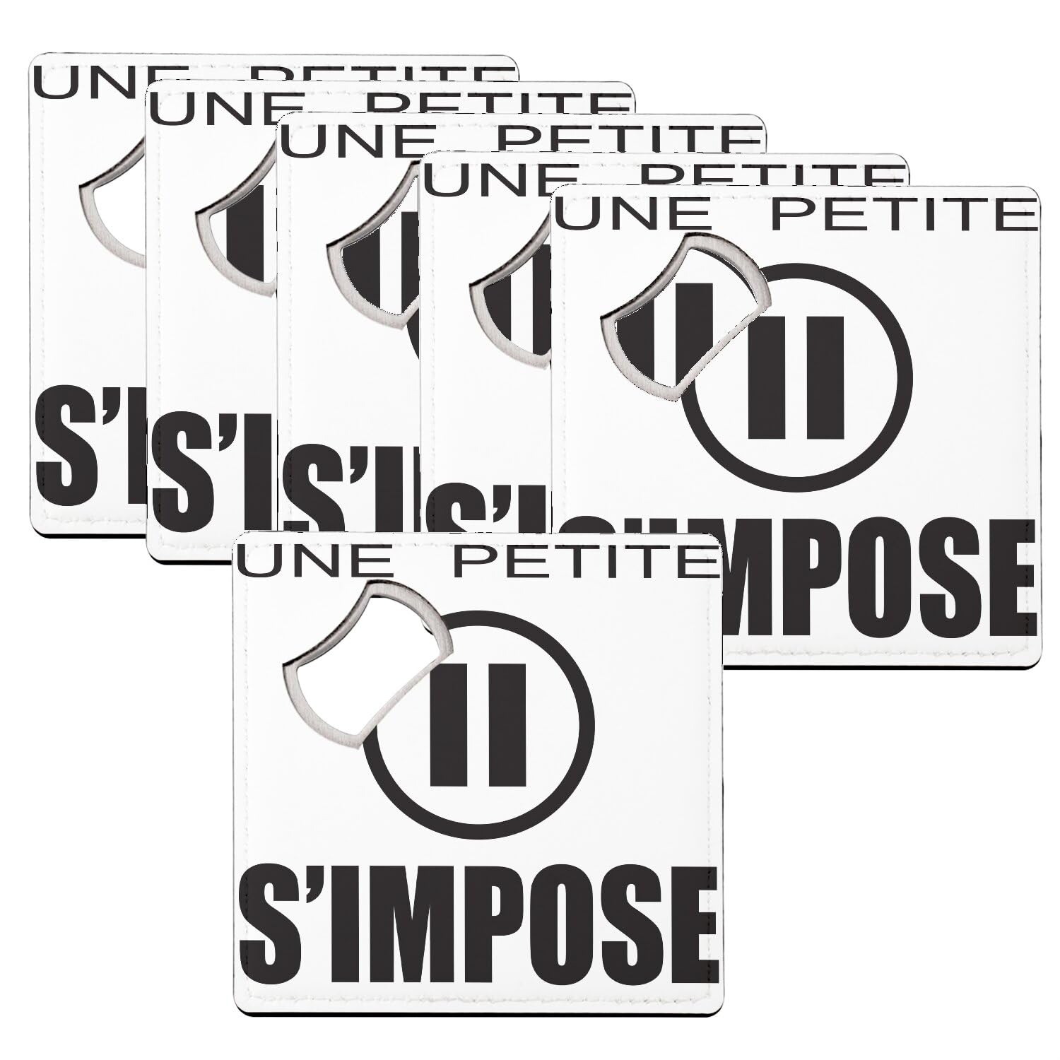 Sous verre décapsuleur Une Petite Pause s'Impose Bouton Pause - Lot de 6 dessous de verre 92x92 mm