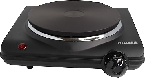 IMUSA Placa de cocción eléctrica para encimera o quemador individual con luces indicadoras de alimentación color negro