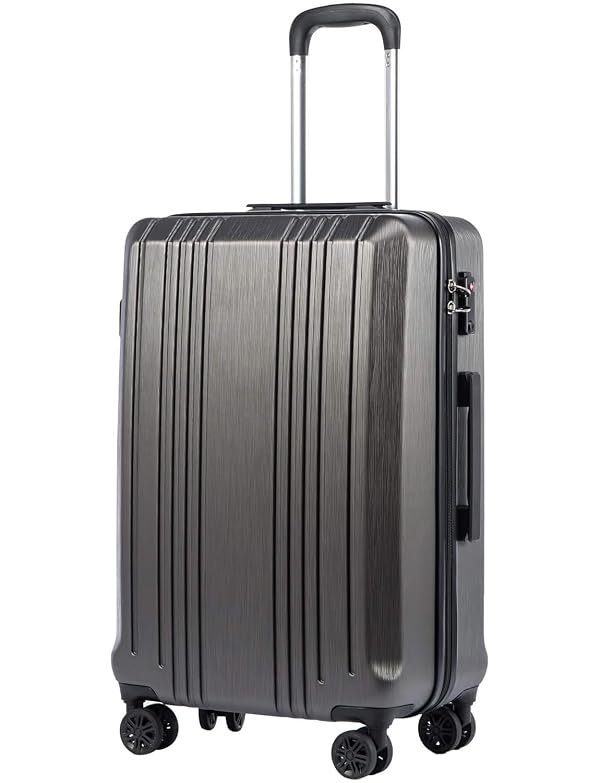 Coolife Luggage PC+ABS Hardshell Suitcase with TSA Lock, Spinner Checked Lightweight (grey, M(24IN)) by Coolife - Used condition - US$85.24