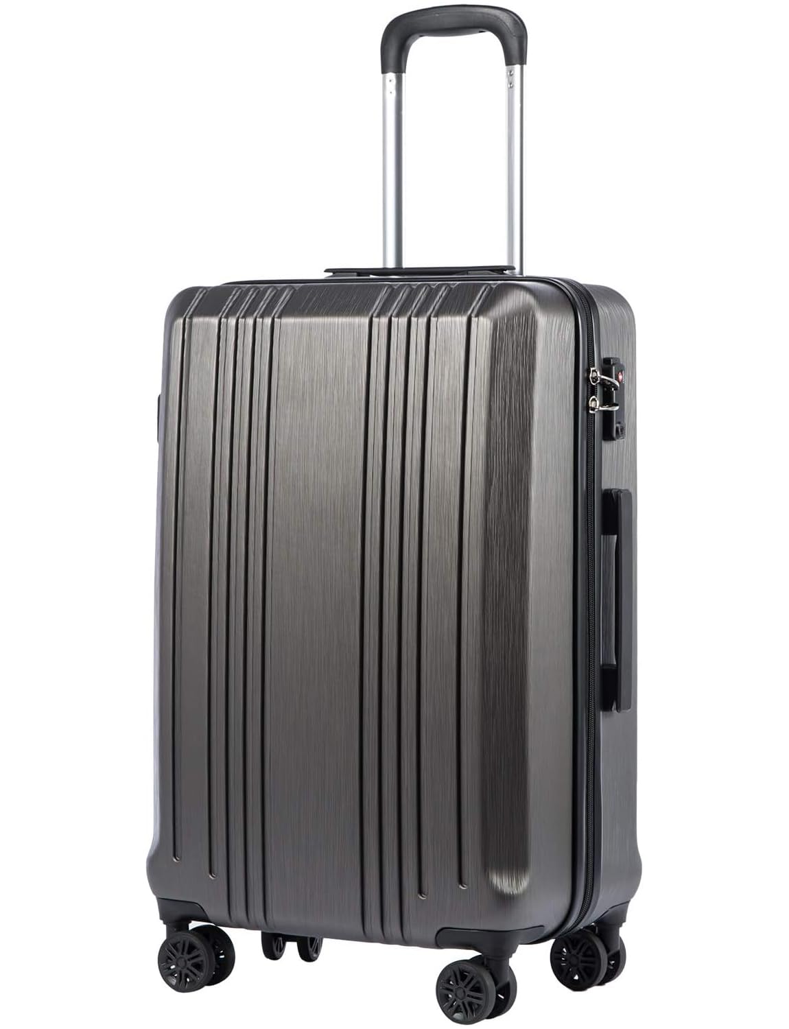 Coolife Luggage PC+ABS Hardshell Suitcase with TSA Lock, Spinner Carry On Lightweight (grey, S(20in_carry on))