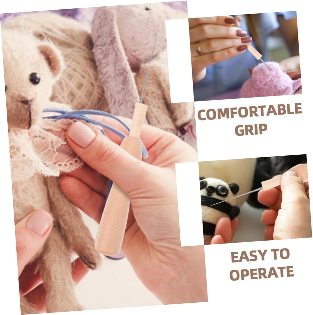 DOITOOL 6pcs Needle Felting Tools Ergonomic Handle for Wool Crafting and Sewing for Beginners and Experienced DIY Wool Felting Kit