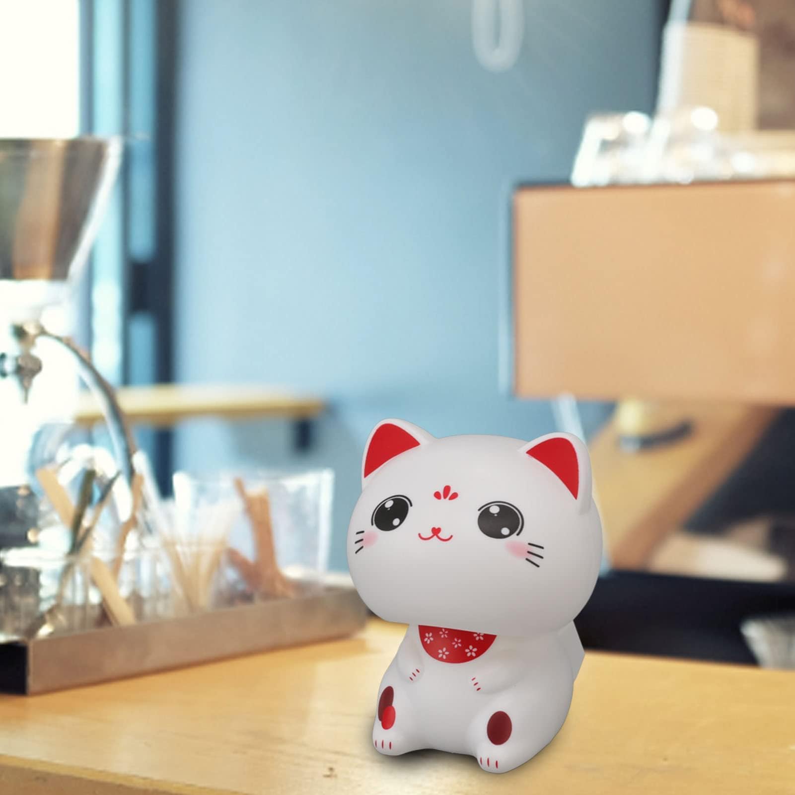 Simpatici gatti che accolgono buona fortuna, gatto in plastica che annuisce fortunatamente Bobble Head gatto che annuisce solare Decorazione per auto gatto che annuisce (with Large Eyes)