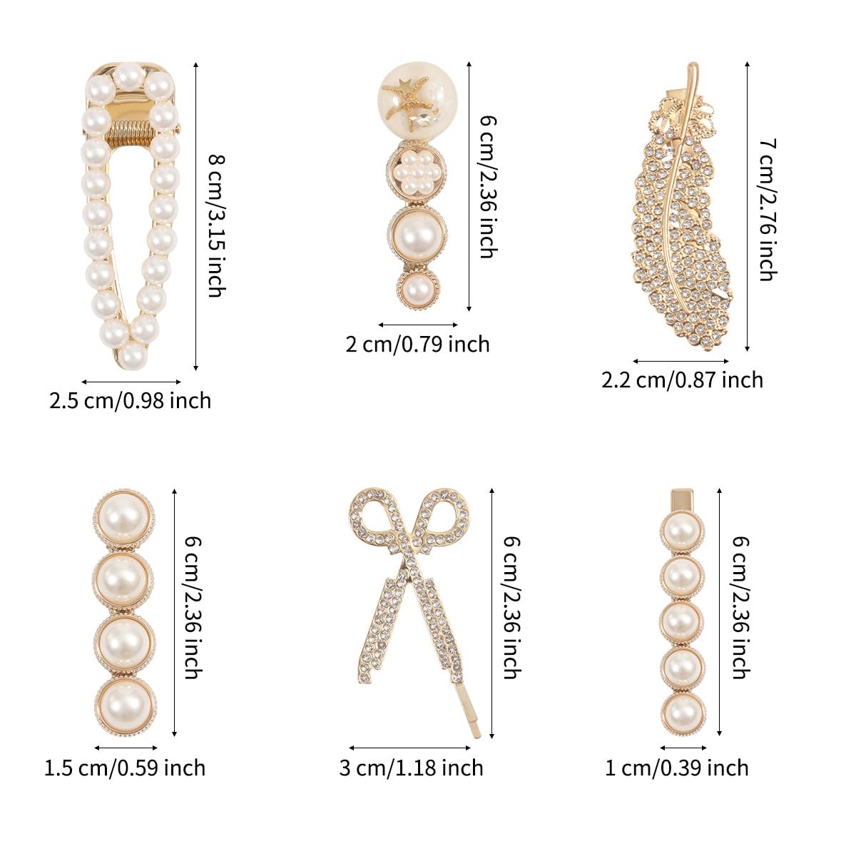 Mecool 6 Pcs Artificial Pearls Hair Claw Clips for Women, 1 count (Pack of 6) - Image 4