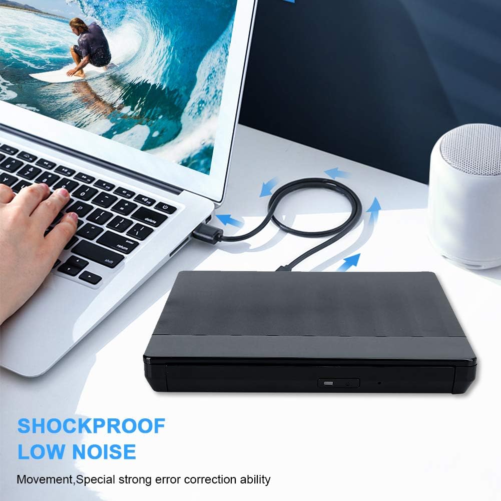 AstraLoom USB 3.0 External DVD Writer Optical Drive with Type C Adapter Plug and Play High Speed Burner for Linux OS X Desktop Laptop Computer Accessory Black