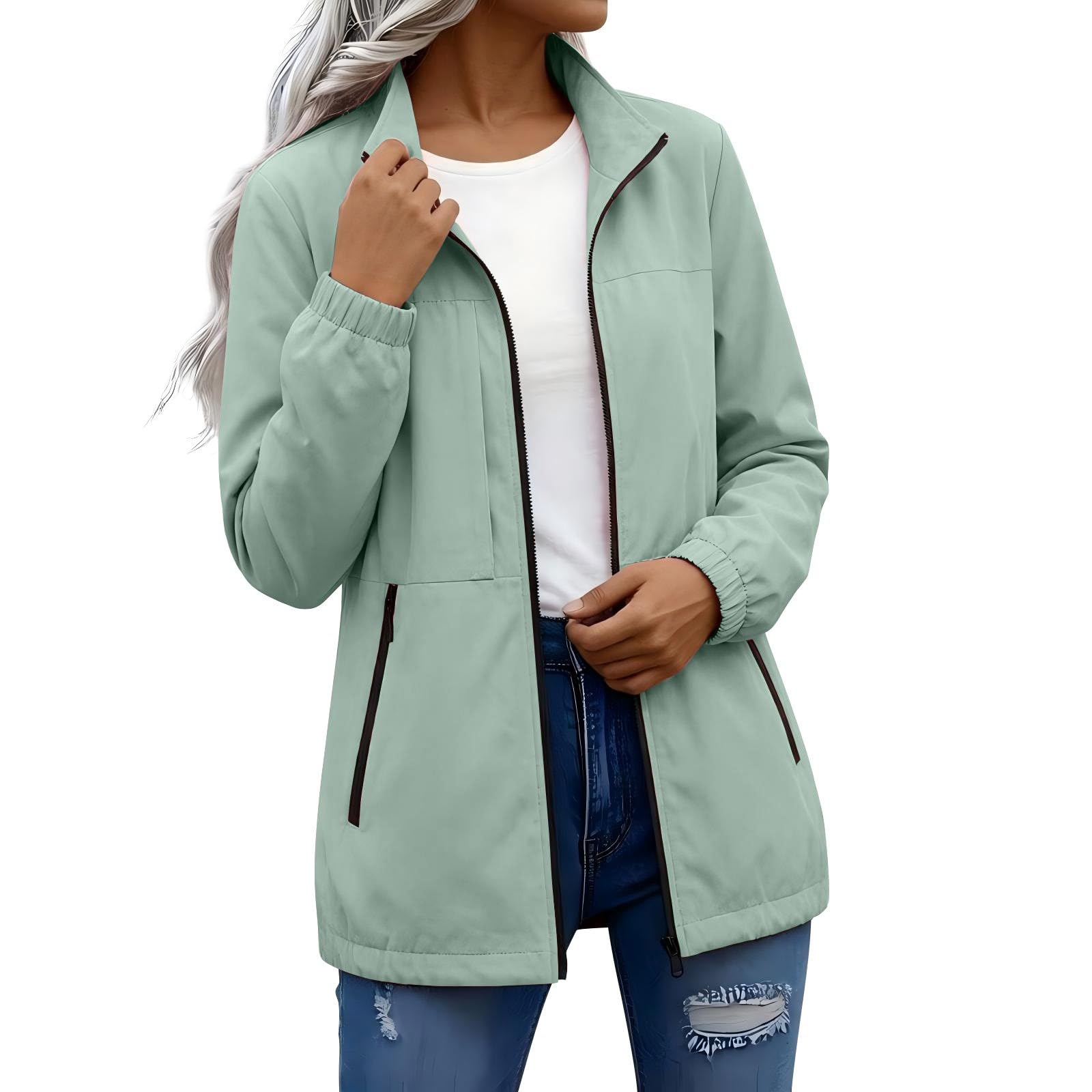 Chaqueta cortavientos con clip transpirable y ligera para running mujer 8