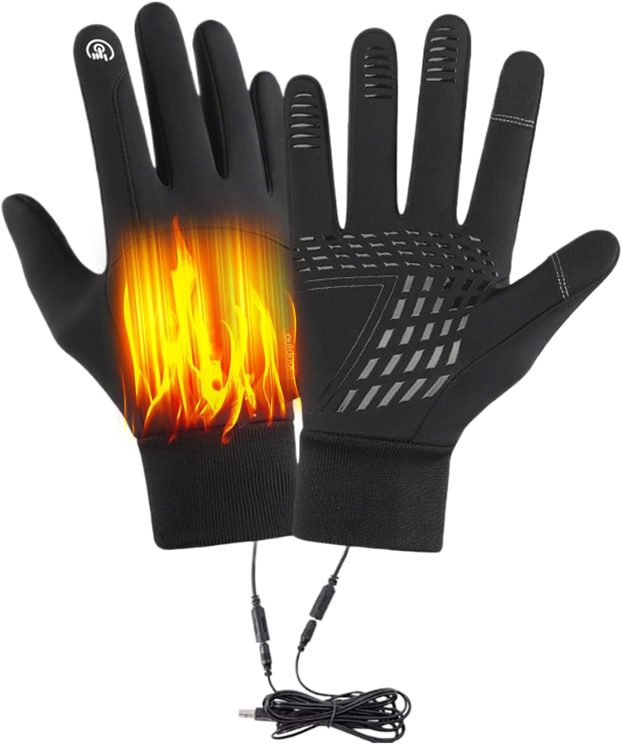 Electric Heated Gloves - Winter USB Heating Gloves Screen Touch | 1 Pair Hands Warmer Windproof Mittens Warm for Cold Weather Men Women Adults Teens Athletes
