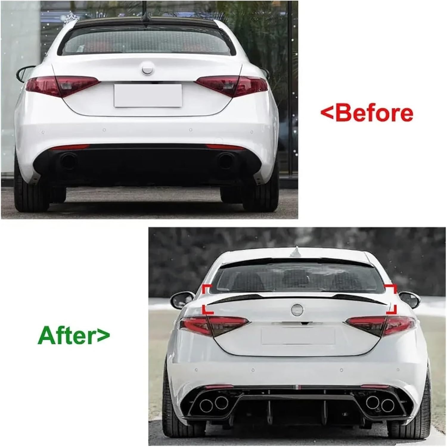 Car Trunk Spoiler Fixed Wind Wing Compatible For Alpha Romeo Juliet Giulia 2015+ Auto Tail Wing Splitter Guard Decoration Wing Accessories(Carbon fiber look)