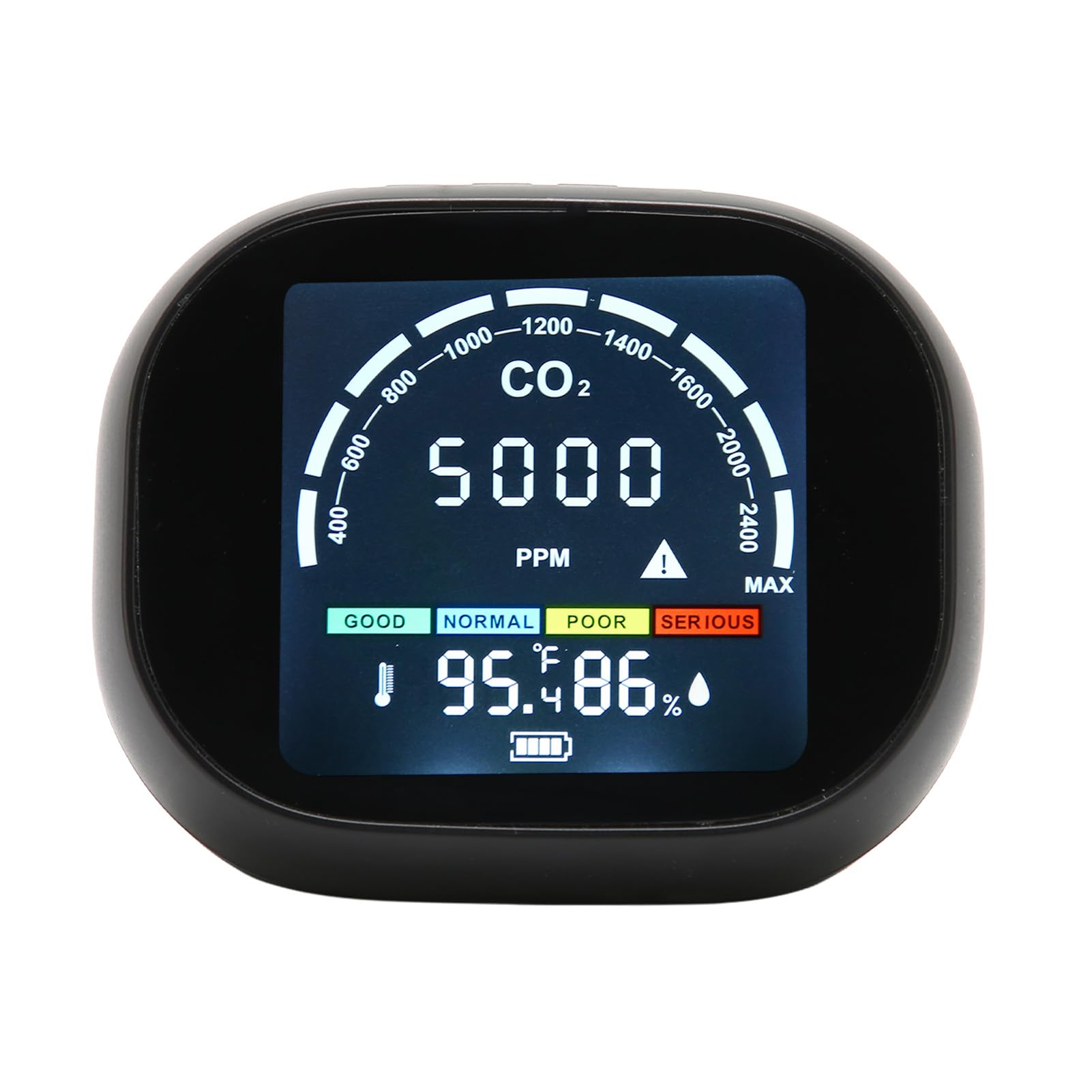 Medidor infrarrojo de CO2 Detector de dióxido de Carbono de Alta precisión Termómetro Higrómetro con función de Alarma Pantalla Grande y Clara para el hogar Oficina Monitoreo de