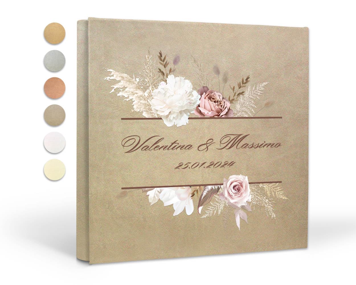 Album foto personalizzato, Copertina in ecopelle - Album fotografico artigianale, 100 pagine Avorio con divisori in pergamena - Album fotografico matrimonio (30x30 100 pagine, Beige)