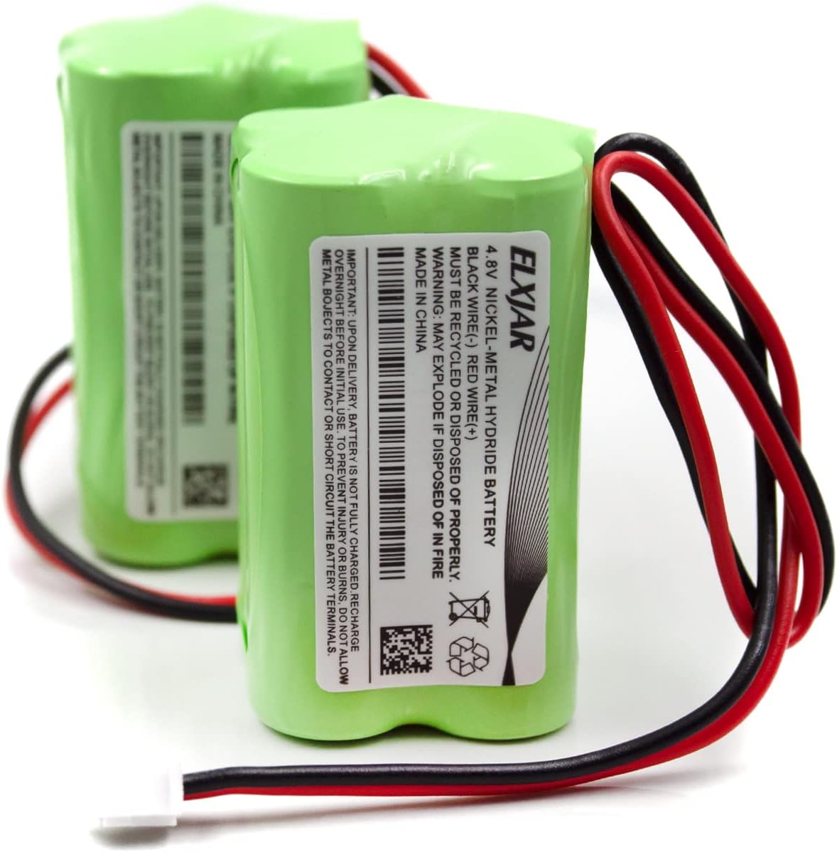 (2-Pack) 4.8V 1800mAh Ni-MH Battery Pack Replacement for OSI OSA126 OSA-126 Exit Sign Emergency Light Solar Lighting with PR326EC Connector