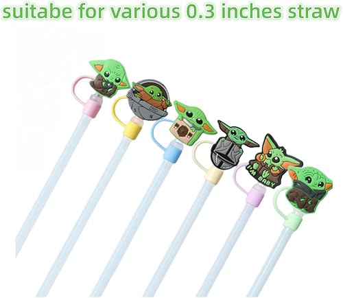 Miniatura 9 de 10 fundas de pajita, divertido adorno de paja Stanley para puntas de popote de 0.3 pulgadas (0.276-0.315 in), cubiertas de punta de popote para