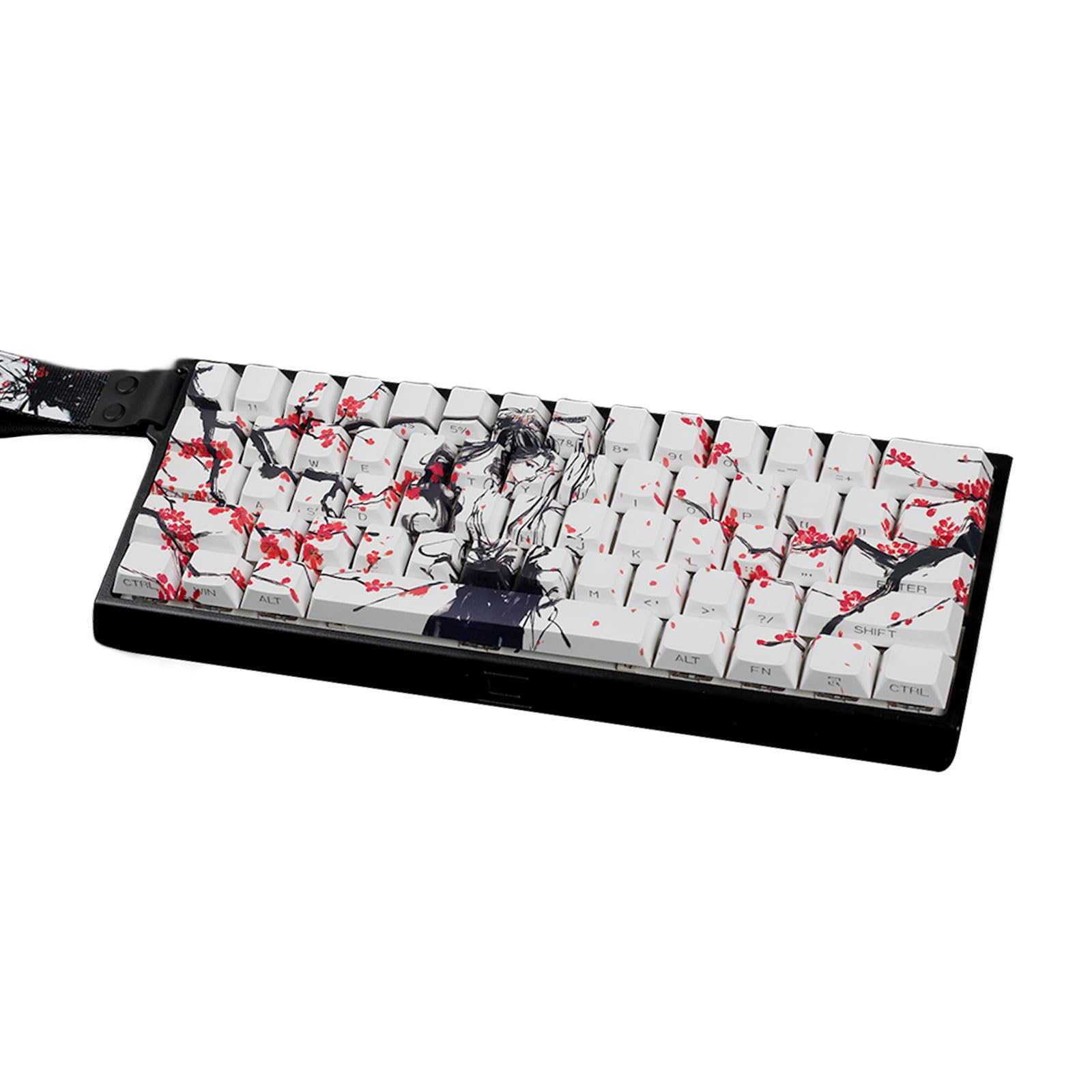 ANSI ISOs Layout Original Profile Keycaps PBT Plums Blossom Side Print Keycaps for 61/64/68 Claviers Side Printed