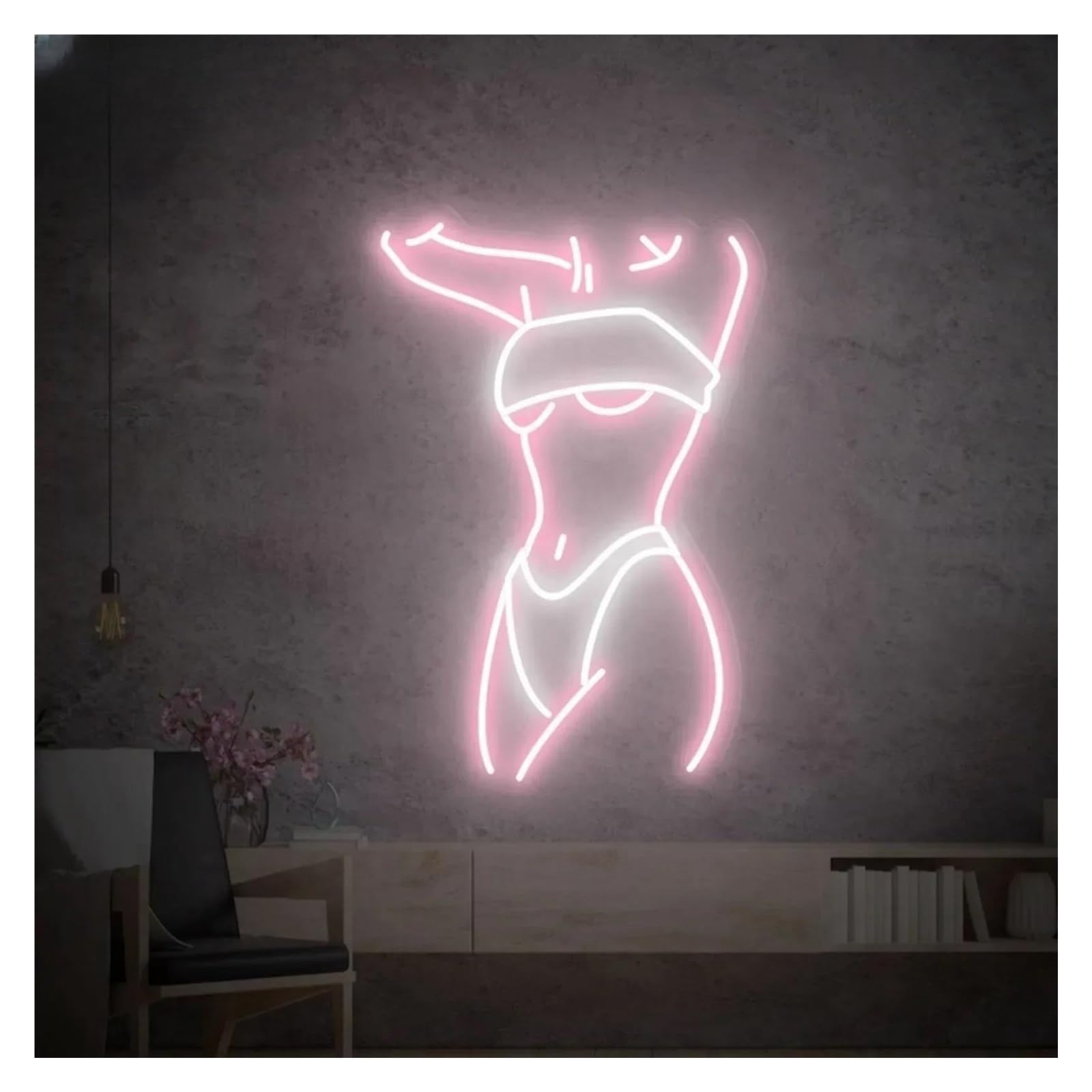 Decoración Lámparas Letrero De Neón Led Para Cuerpo De Mujer, Luces De Figura Femenina En Gimnasio, Decoración De Pared, Habitación De Niña, Regulable Con Alimentación USB(Segundo)