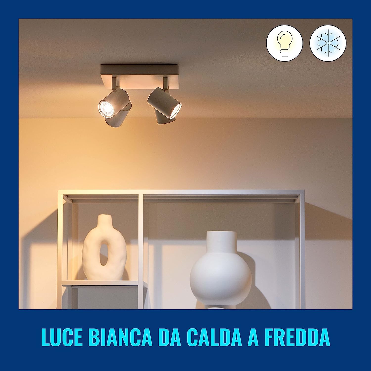 WiZ Faretto Smart Imageo WiFi, Luce Bianca da Calda a Fredda Dimmerabile, 5W, Bianco, Tecnologia SpaceSense, Controllo Vocale (Alexa, Apple HomeKit, Google Home)